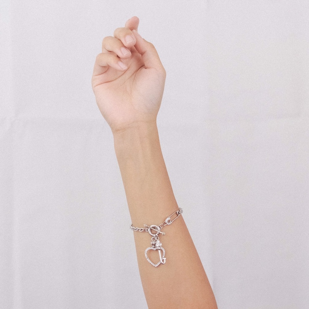 Silver Heart Crystal Chain Bracelet